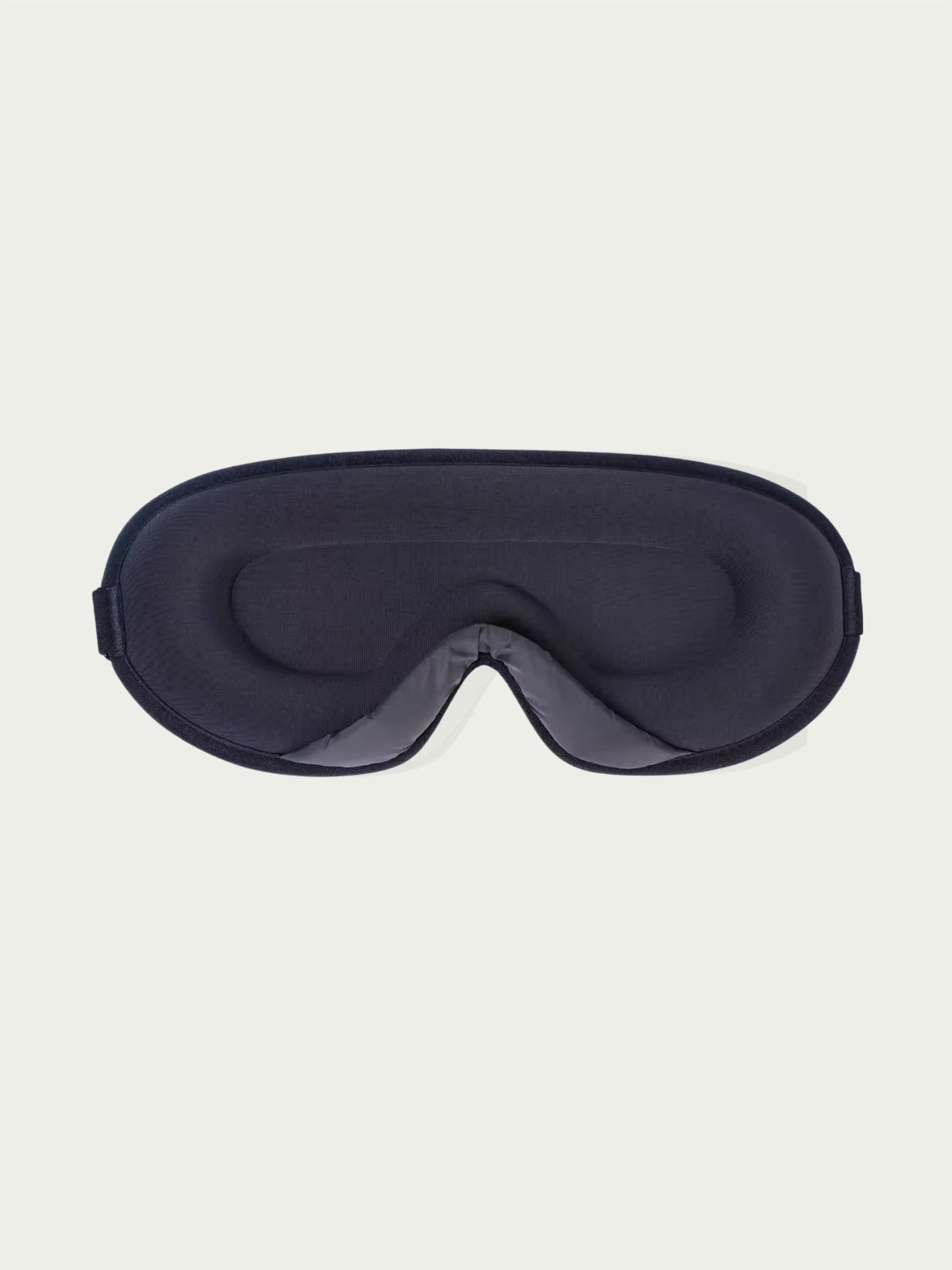 Black 3D sleeping mask with a white background